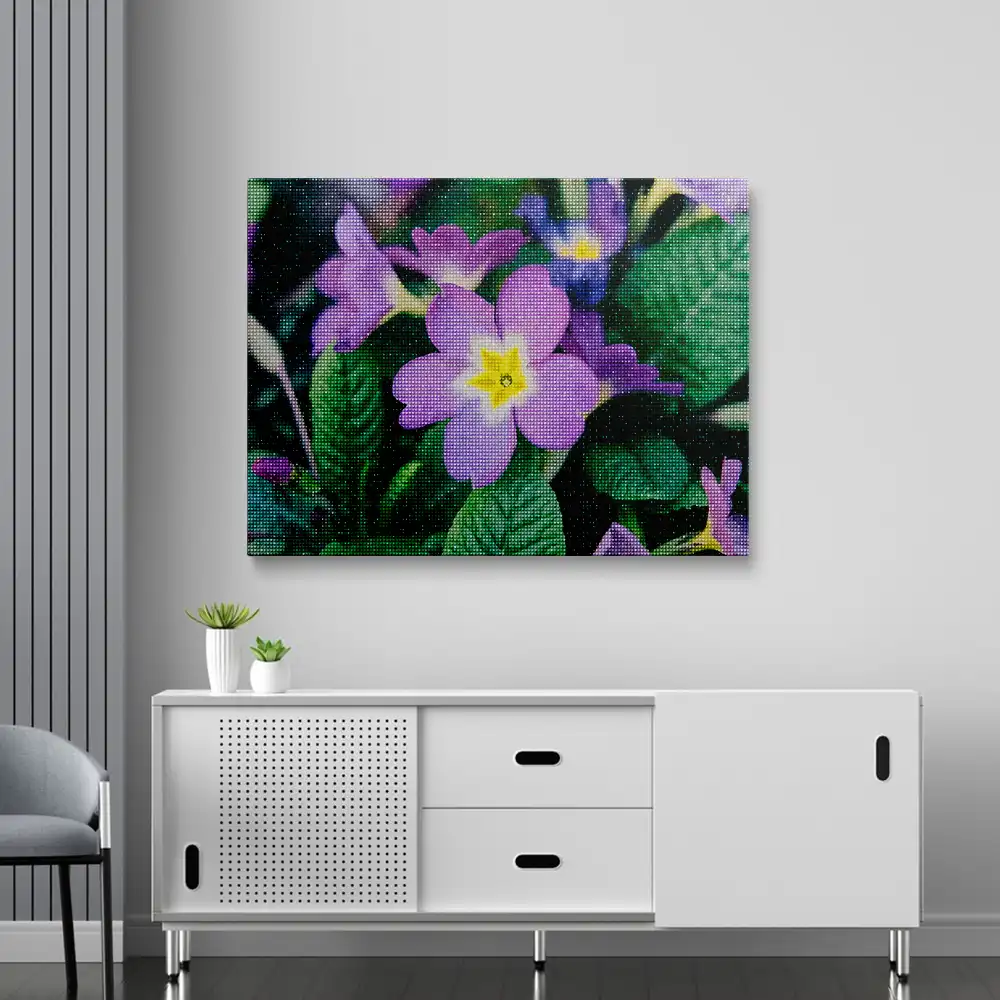 Purple primrose flower diamond painting