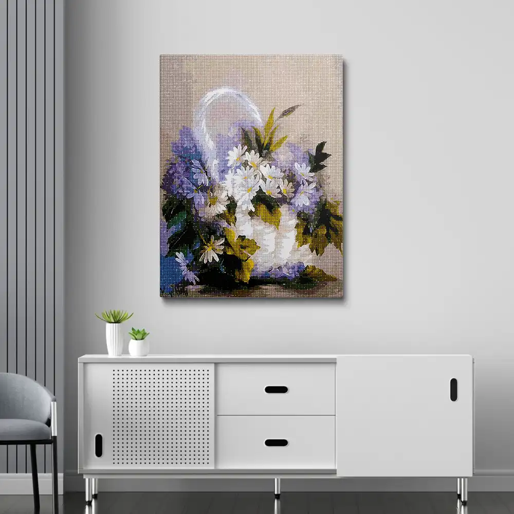 3 Pretty flower basket diamond painting