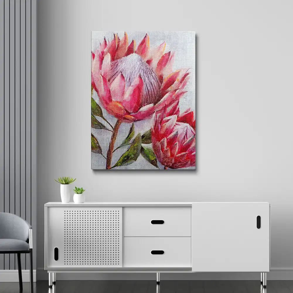 3 Pink protea diamond painting