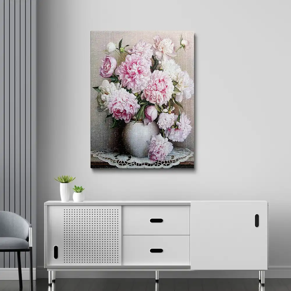 3 Pink flowers vase diamond painting