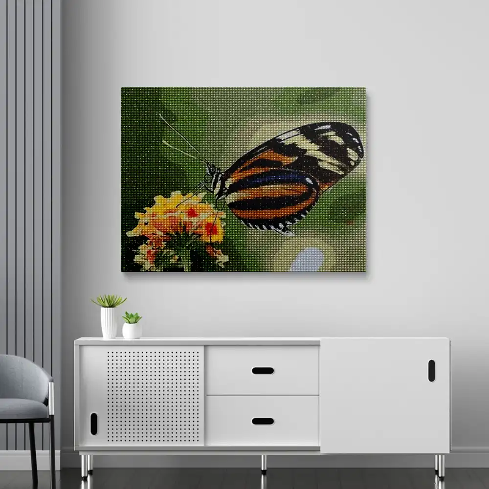 Butterfly on flower diamond painting
