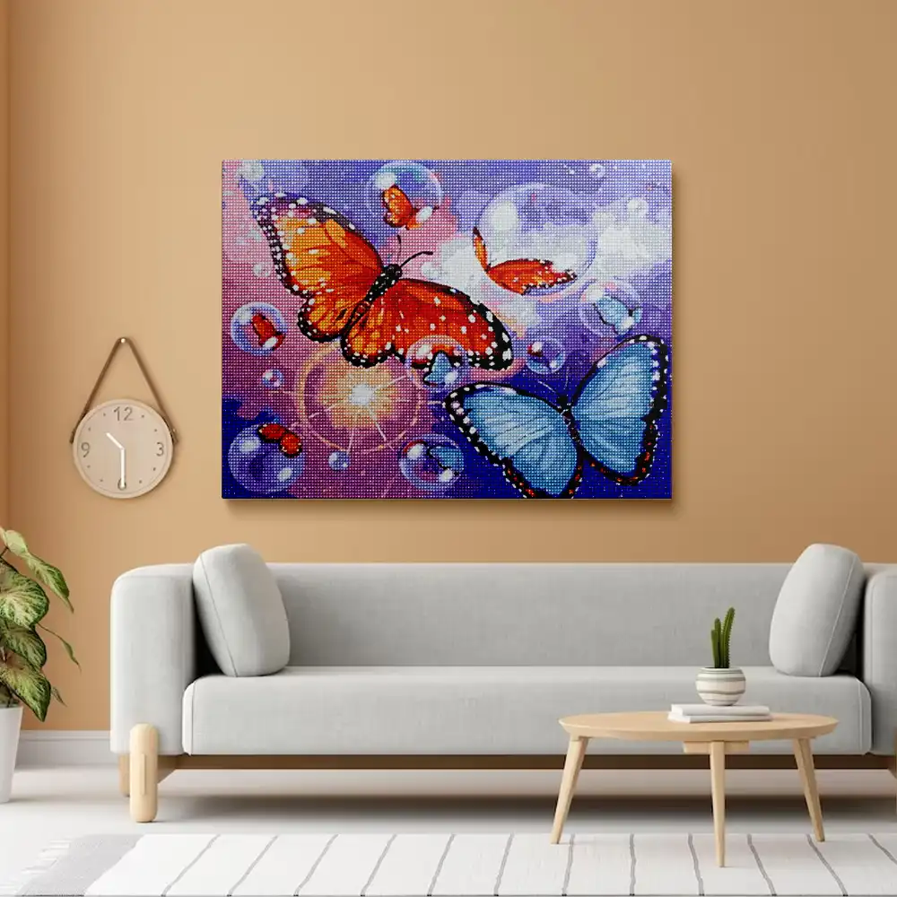 Butterfly in bubbles diamond painting