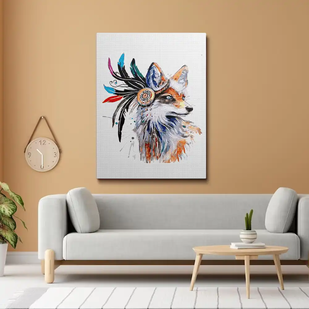 3 Feather fox diamond painting