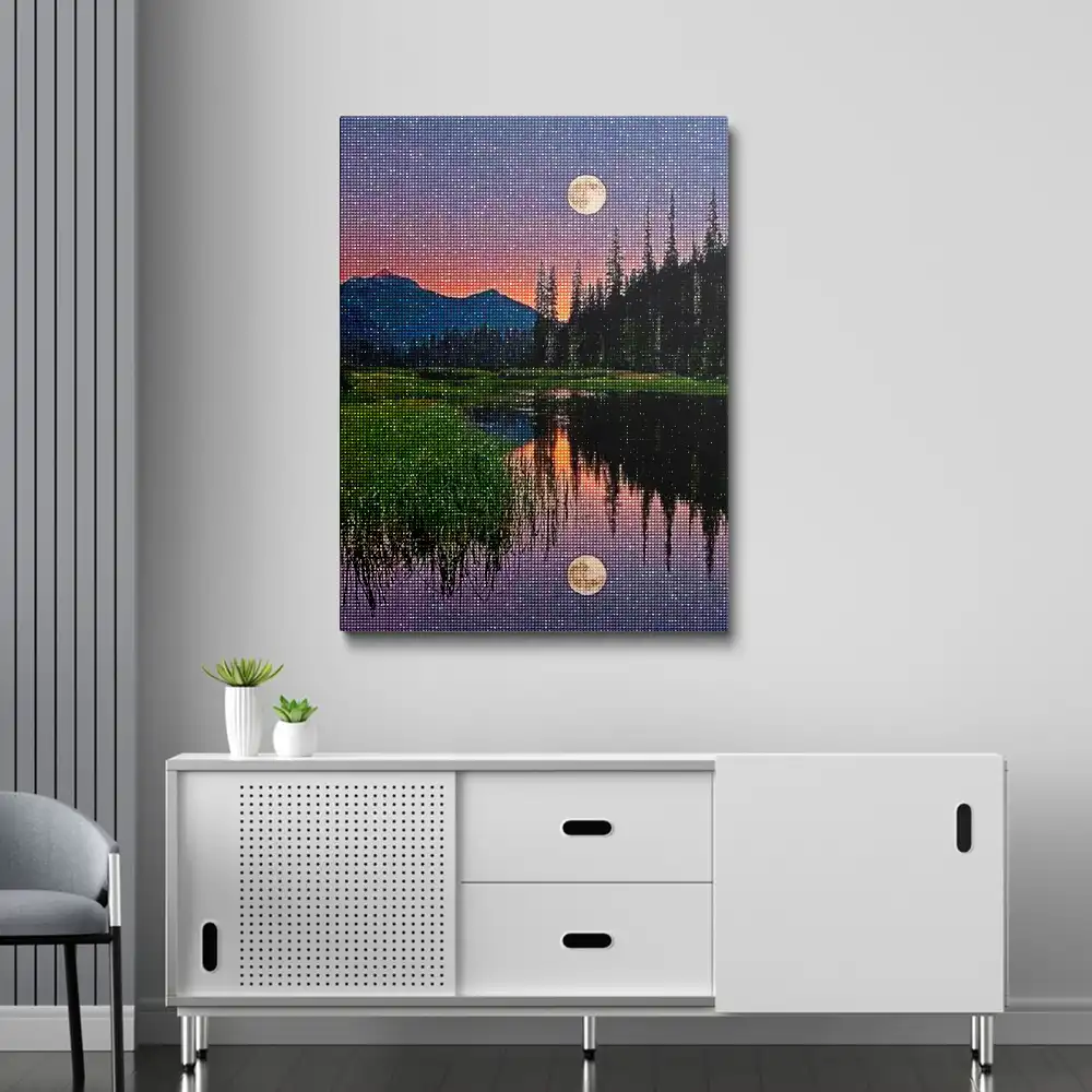 3 Nature moonlight landscape diamond painting