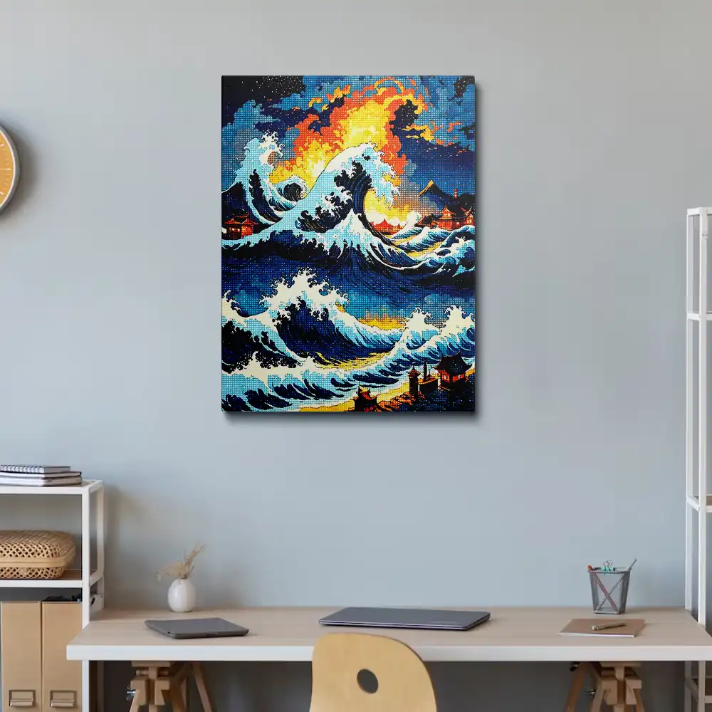 Japanese Painting Tsunami Painting | Diamond Painting Kits