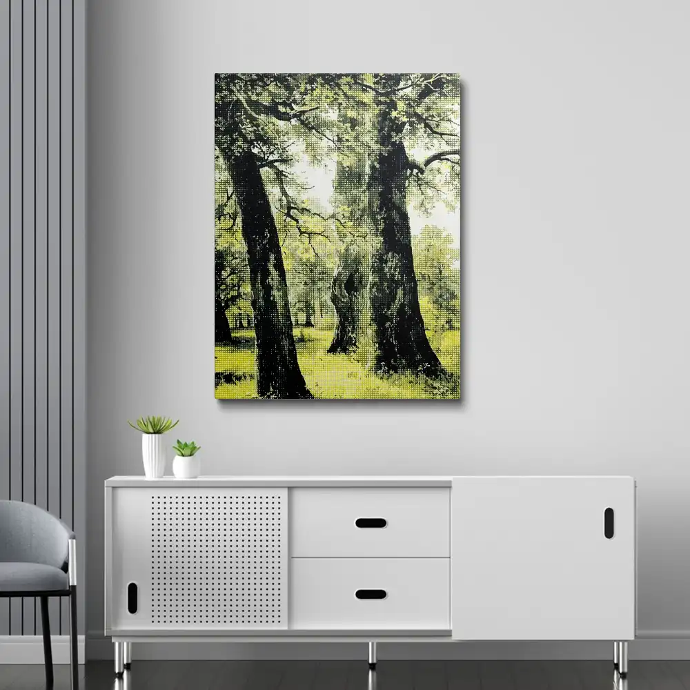3 Green trees woodland diamond painting