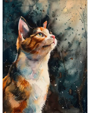 Adorable watercolor cat painting
