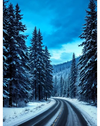 An empty road at night