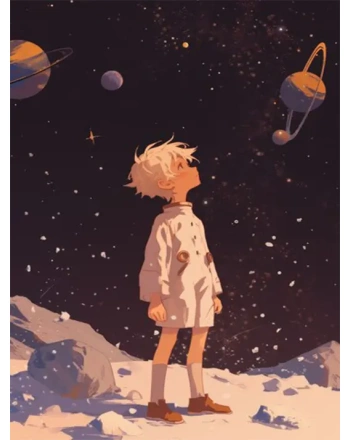 Anime character near galaxy