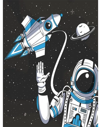Astronaut in the space drawing cartoon