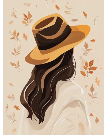Autumn Hat with Falling Leaves