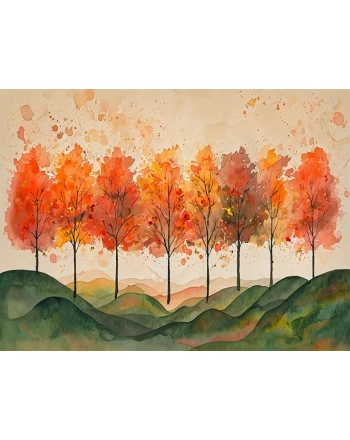 Autumn trees landscape painting