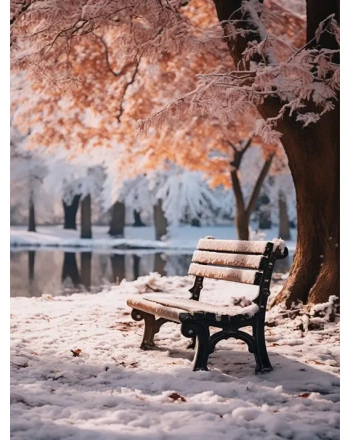 Autumn landscape with bench