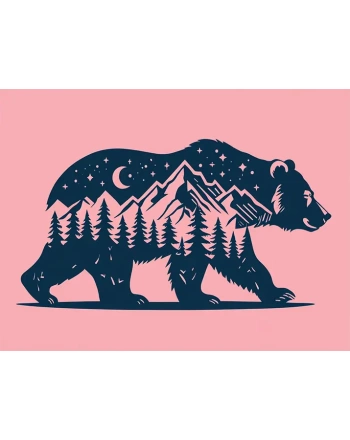 Bear silhouette with mountains