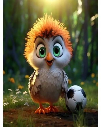 Bird with soccer ball