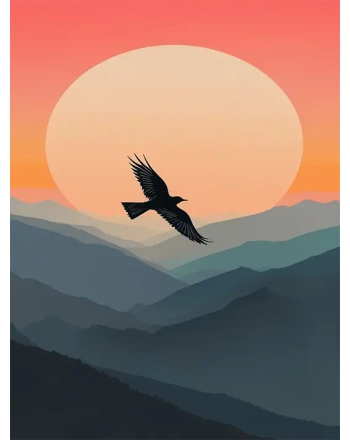 Birds flying at sunset