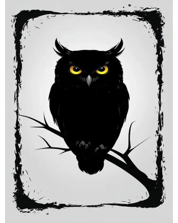 Black Owl with Glowing Eyes
