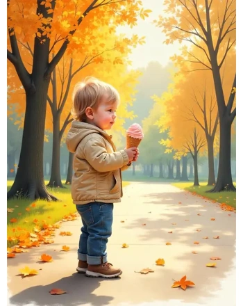 Boy Eating Ice Cream Painting