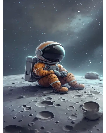 Cartoon Astronaut on Moon