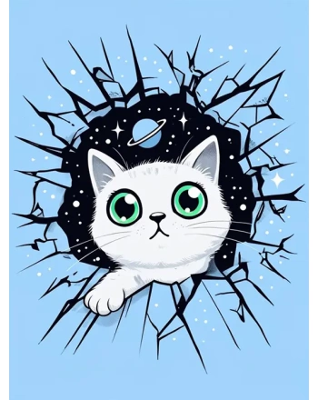 Cartoon Cat in Cosmic Space