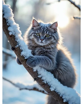 Cat in snowy environment