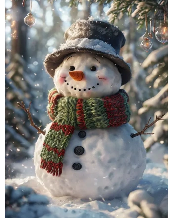 Cheerful Snowman with Knitted