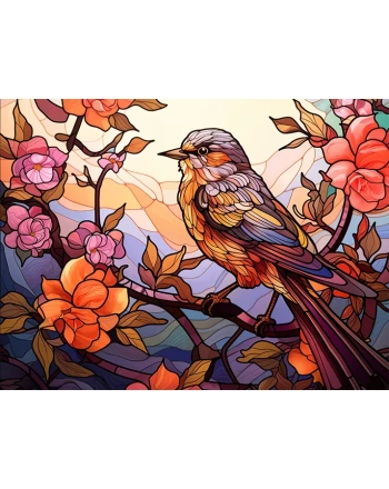 Colorful bird on tree painting