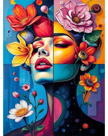 Colorful Floral Girl Painting