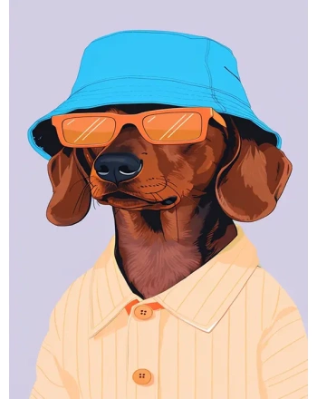 Cool Dachshund with Blue Hat