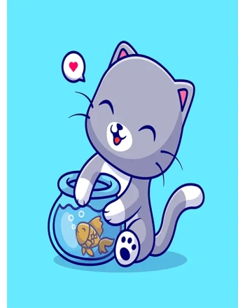Cute cat portrait painting