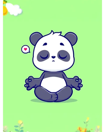 Cute Panda Meditation Yoga Cartoon