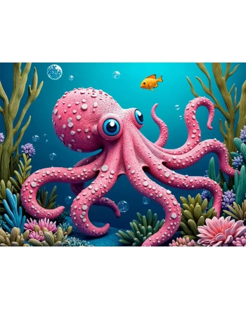Cute pink octopus in the ocean