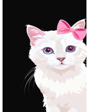 Cute white cat with pink bow