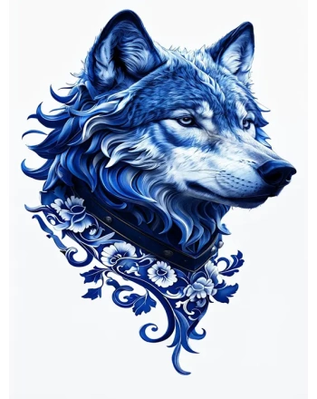 Elegant Blue Wolf Head