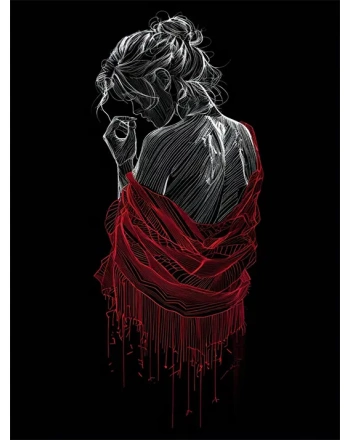 Elegant Figure in Crimson Shawl