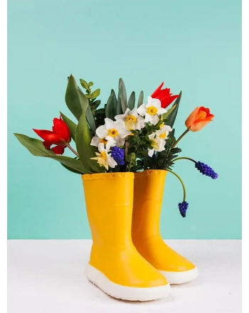 Flowers in yellow boots