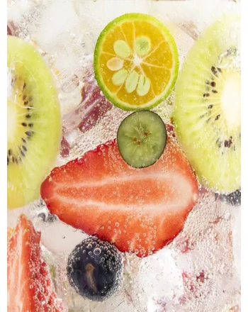 Fruits and berries in sparkling