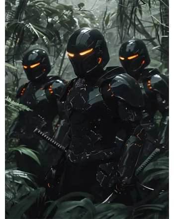 Futuristic Black Armored Warriors