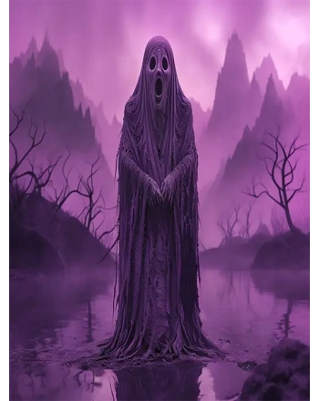 Ghost Under Magenta-Pink Sky