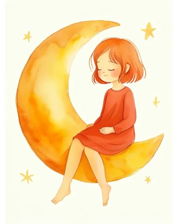 Girl on Crescent Moon