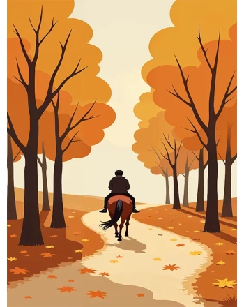 Horse riding during autumn