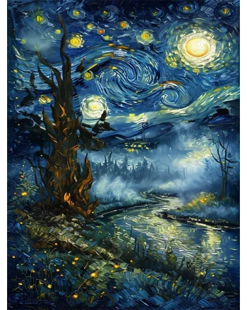 Misty Night Forest