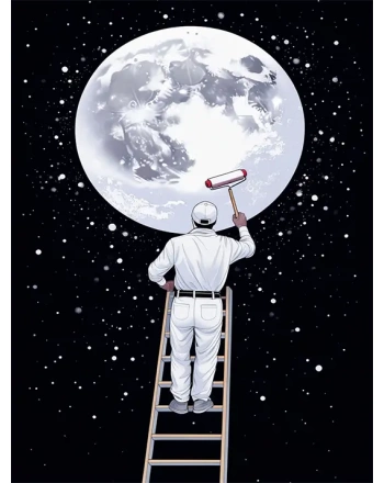 Moon Painter on a Ladder