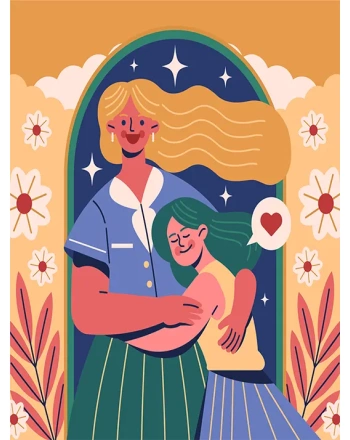 Mother and Daughter abstract painting