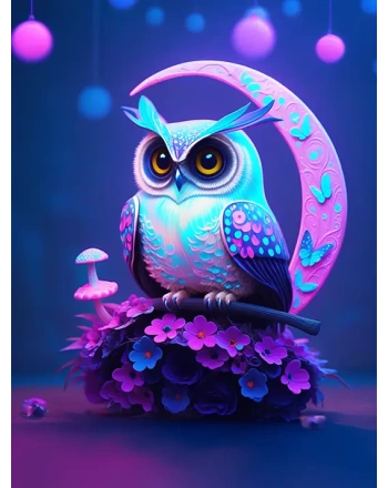 Neon Owl Painting