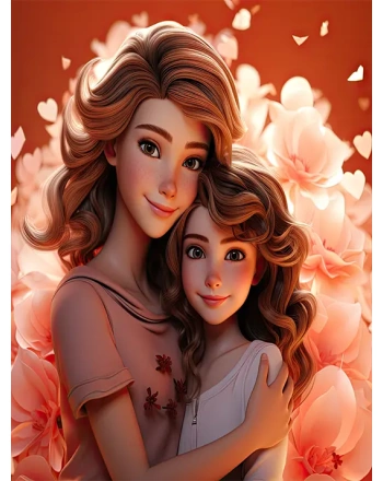 Painting of a Mother and Daughter