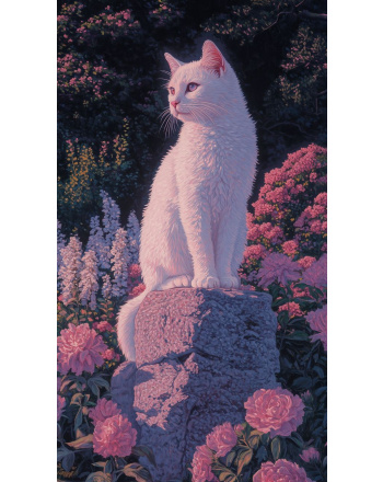 Painting of a White Cat