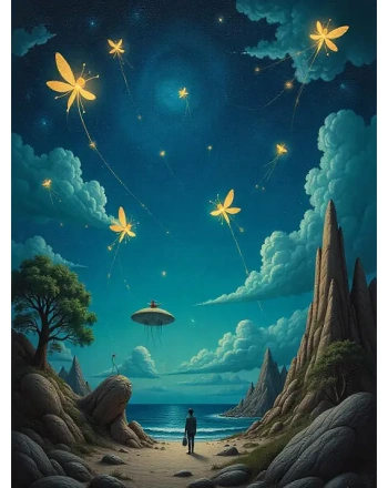 Painting of fireflies