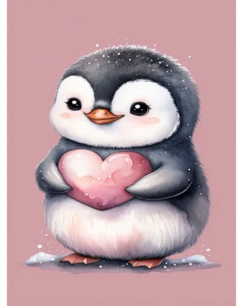 Penguin Holding Heart