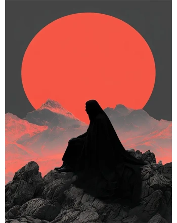 Red Sun and Mysterious Figure
